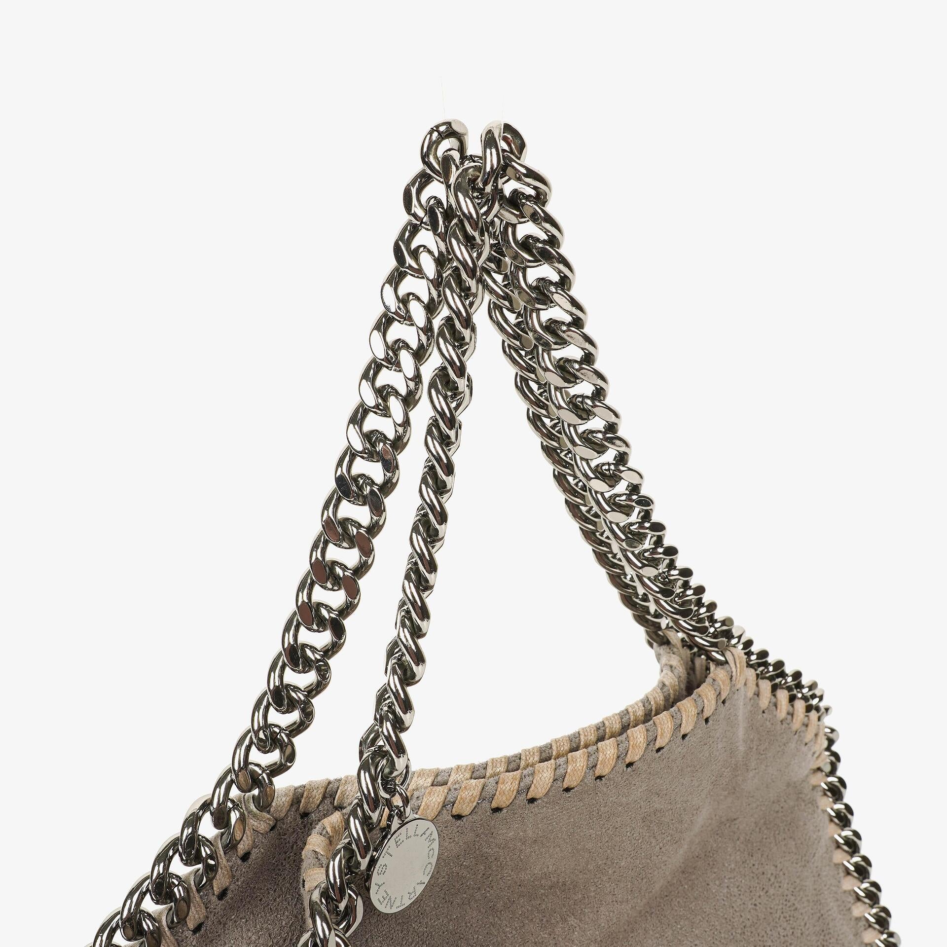Stella McCartney Falabella Mini Tote Steel Grey Vegan Shaggy Deer Fold Over Bag