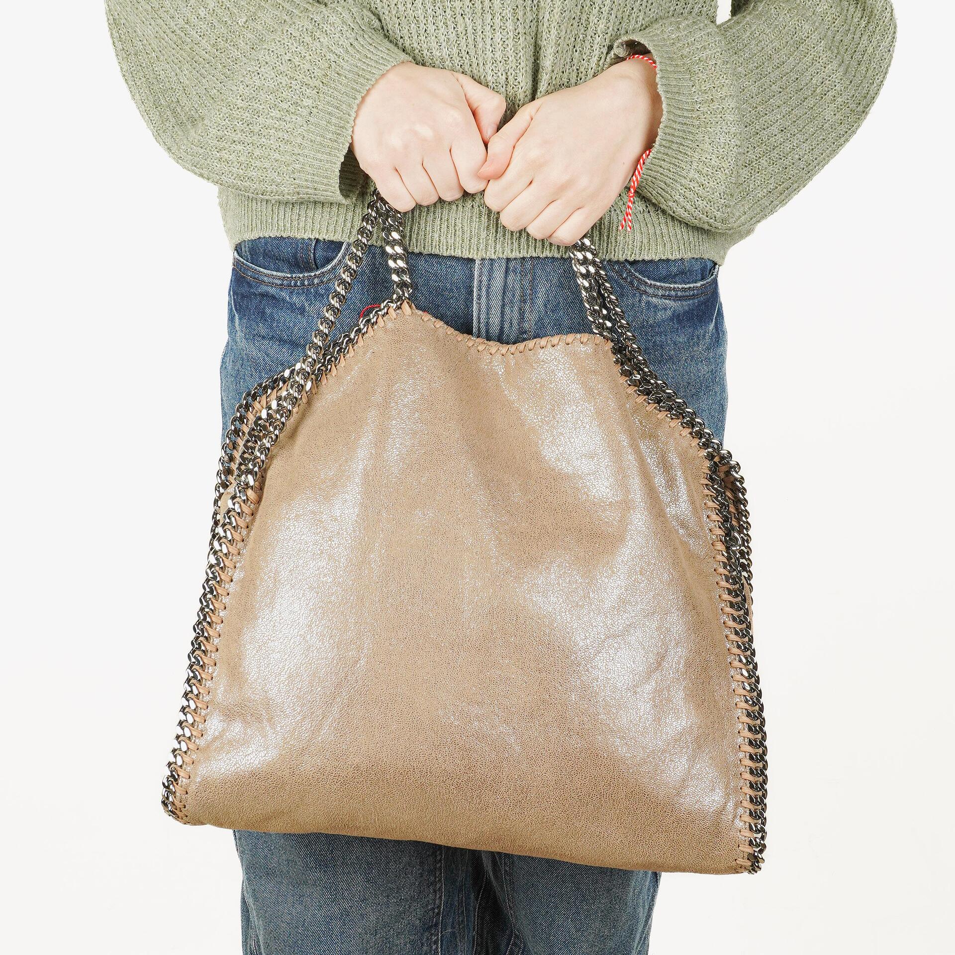 Stella McCartney Falabella Pearl Tote Vegan Shaggy Deer Fold Over Bag
