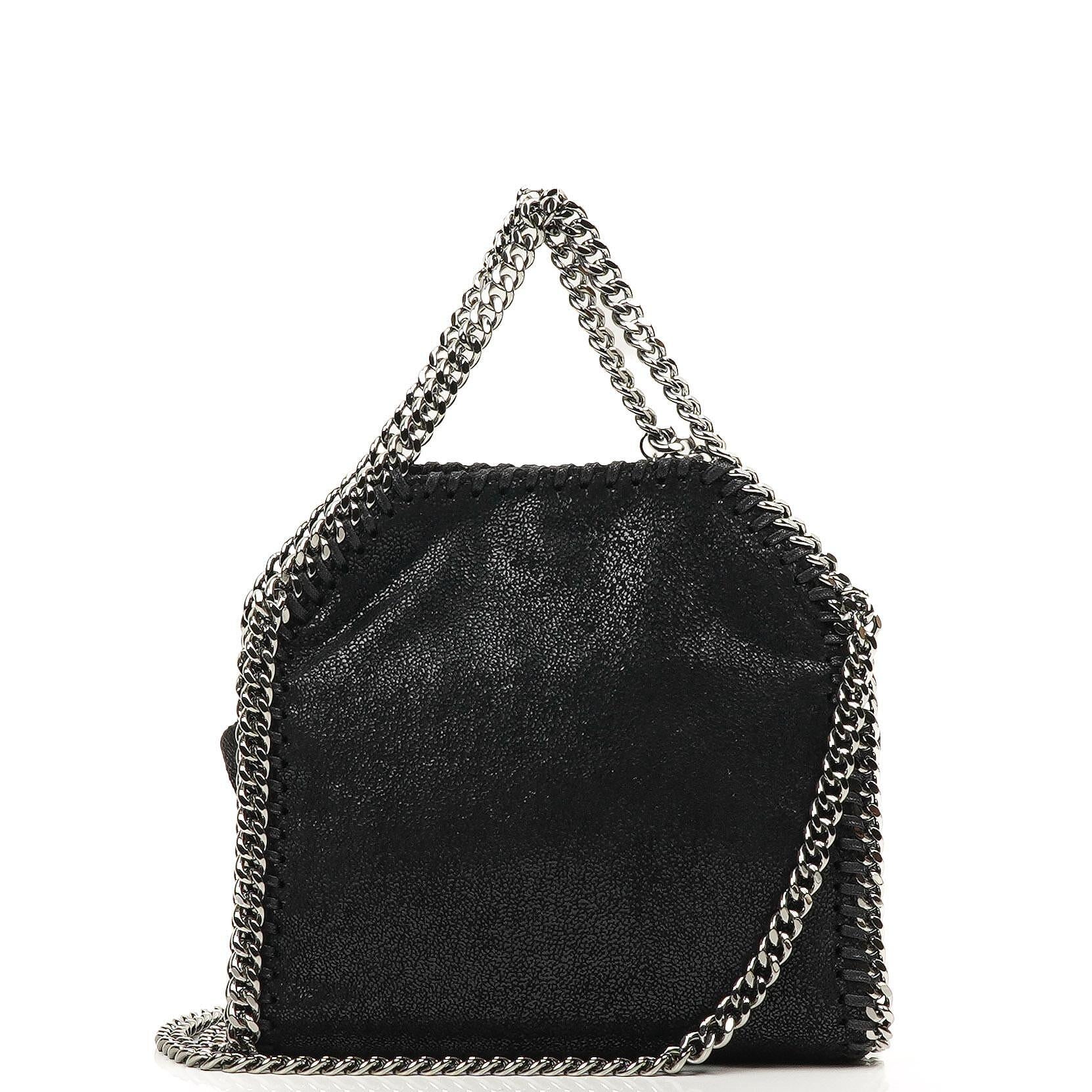 Stella McCartney Falabella Tiny Tote Black Vegan Shaggy Deer