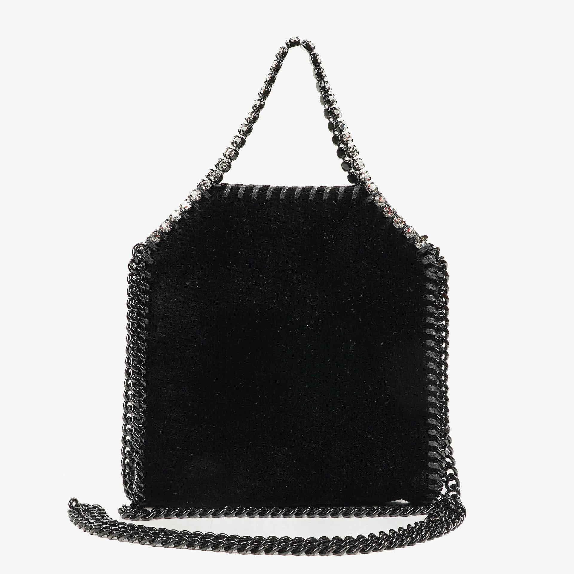 Stella McCartney Falabella Tiny Tote Black Velvet