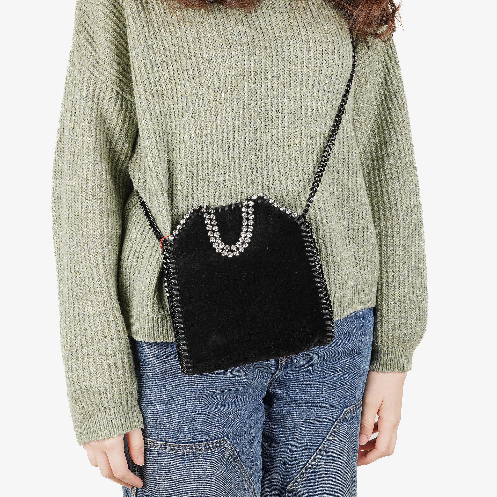 Stella McCartney Falabella Tiny Tote Black Velvet