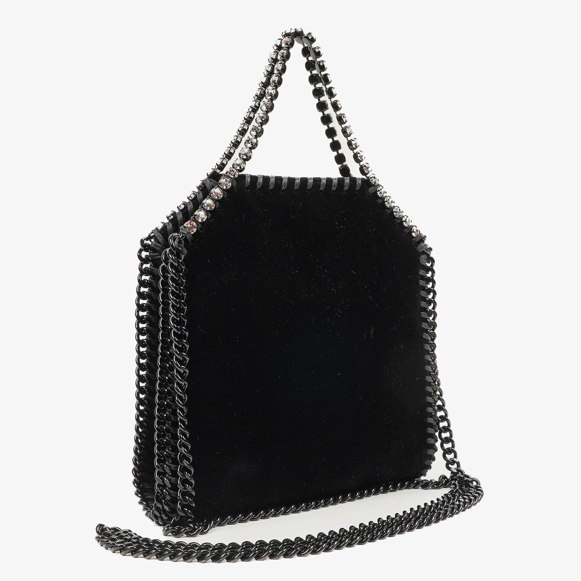 Stella McCartney Falabella Tiny Tote Black Velvet