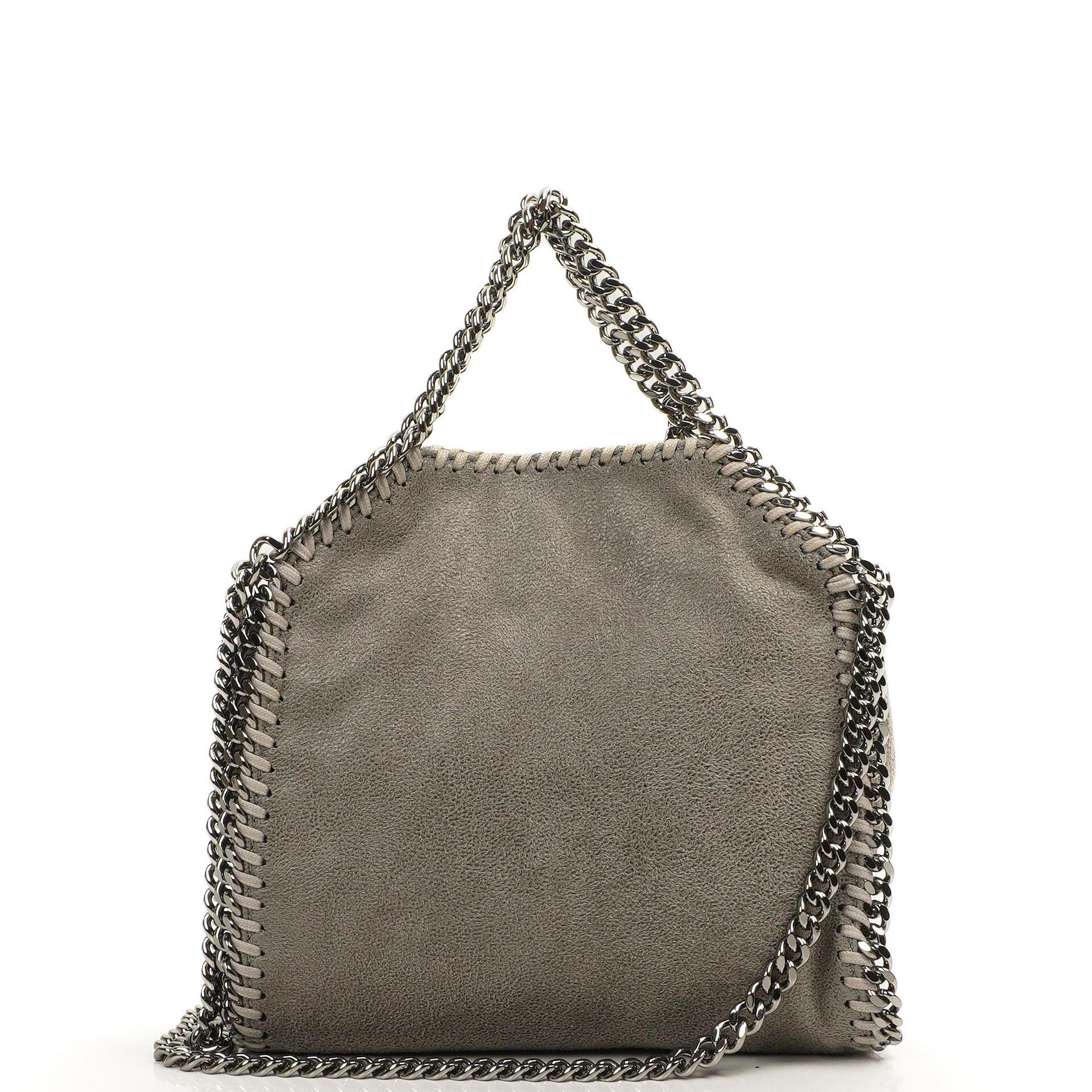 Stella McCartney Falabella Tiny Tote Steel Grey Vegan Shaggy Deer