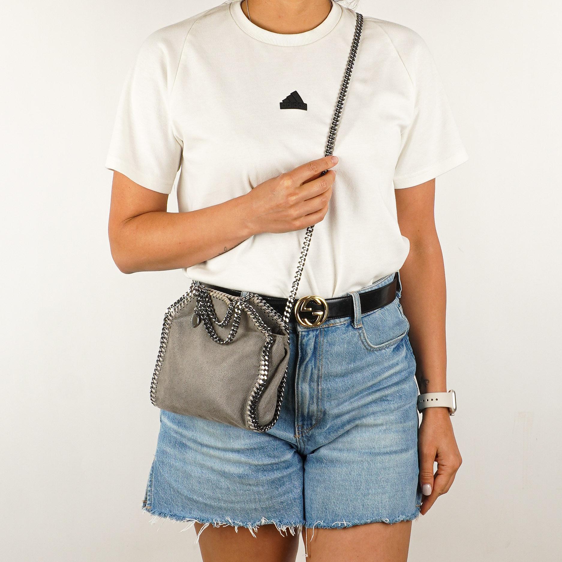 Stella McCartney Falabella Tiny Tote Steel Grey Vegan Shaggy Deer