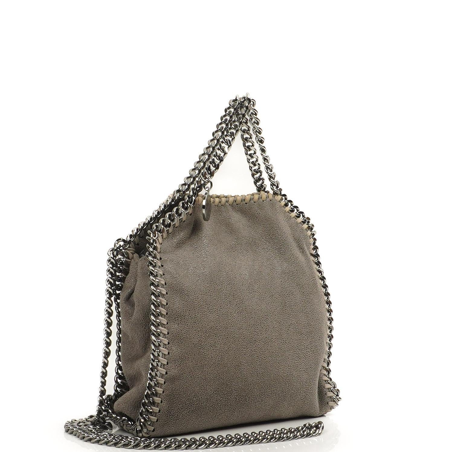 Stella McCartney Falabella Tiny Tote Steel Grey Vegan Shaggy Deer