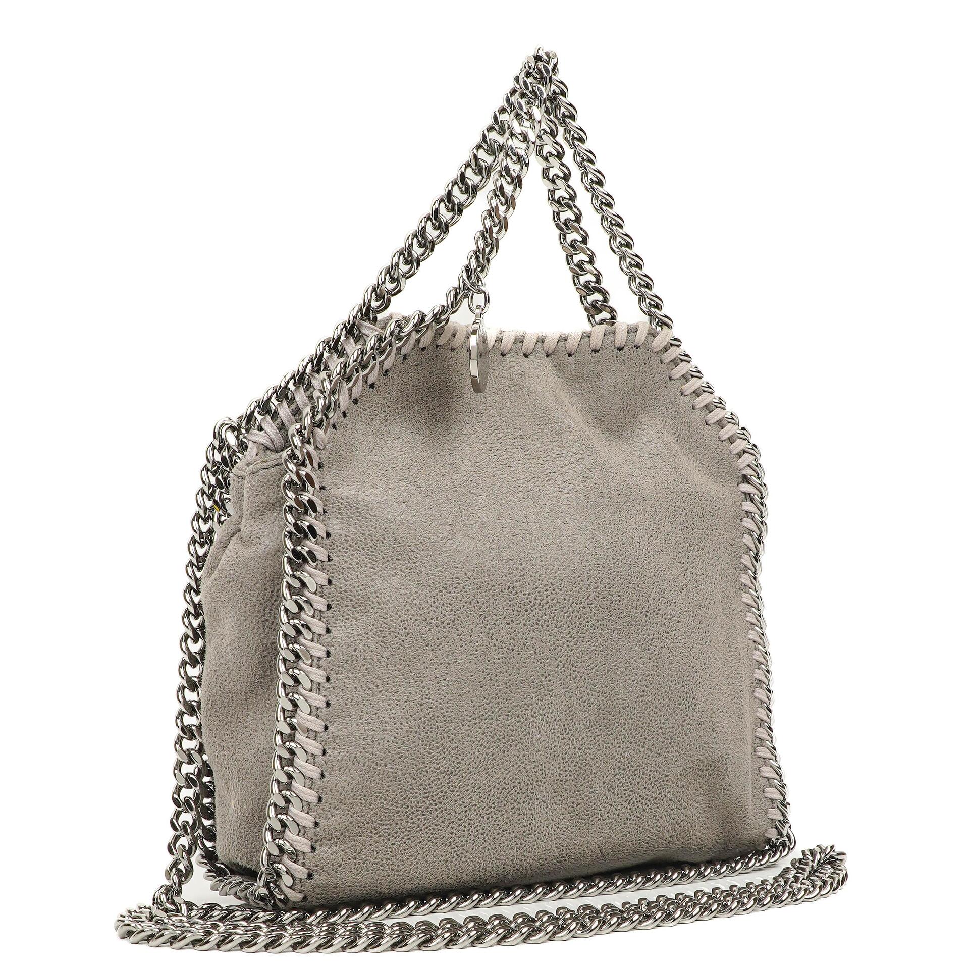 Stella McCartney Falabella Tiny Tote Steel Grey Vegan Shaggy Deer