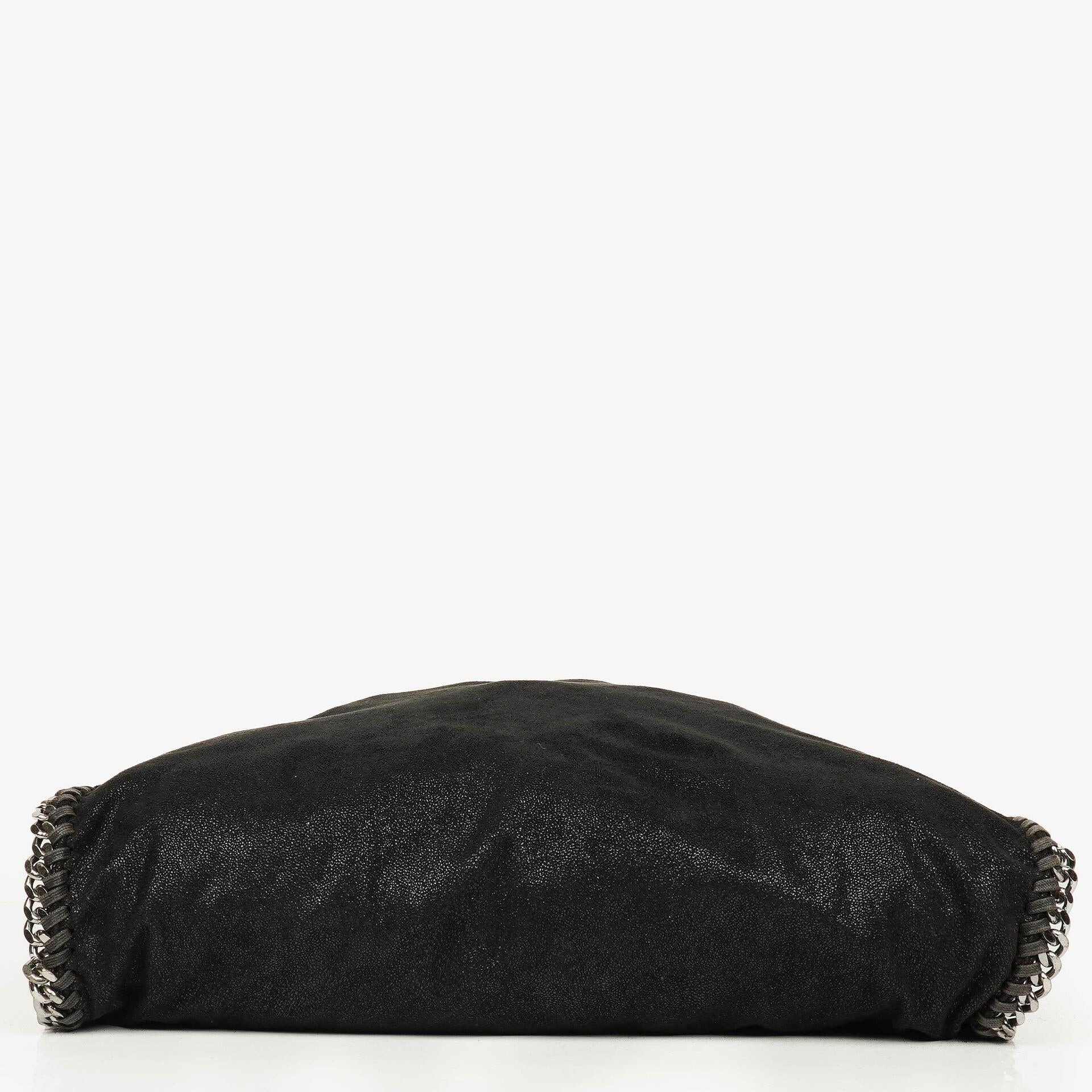 Stella McCartney Falabella Tote Black Vegan Shaggy Deer Fold Over Bag