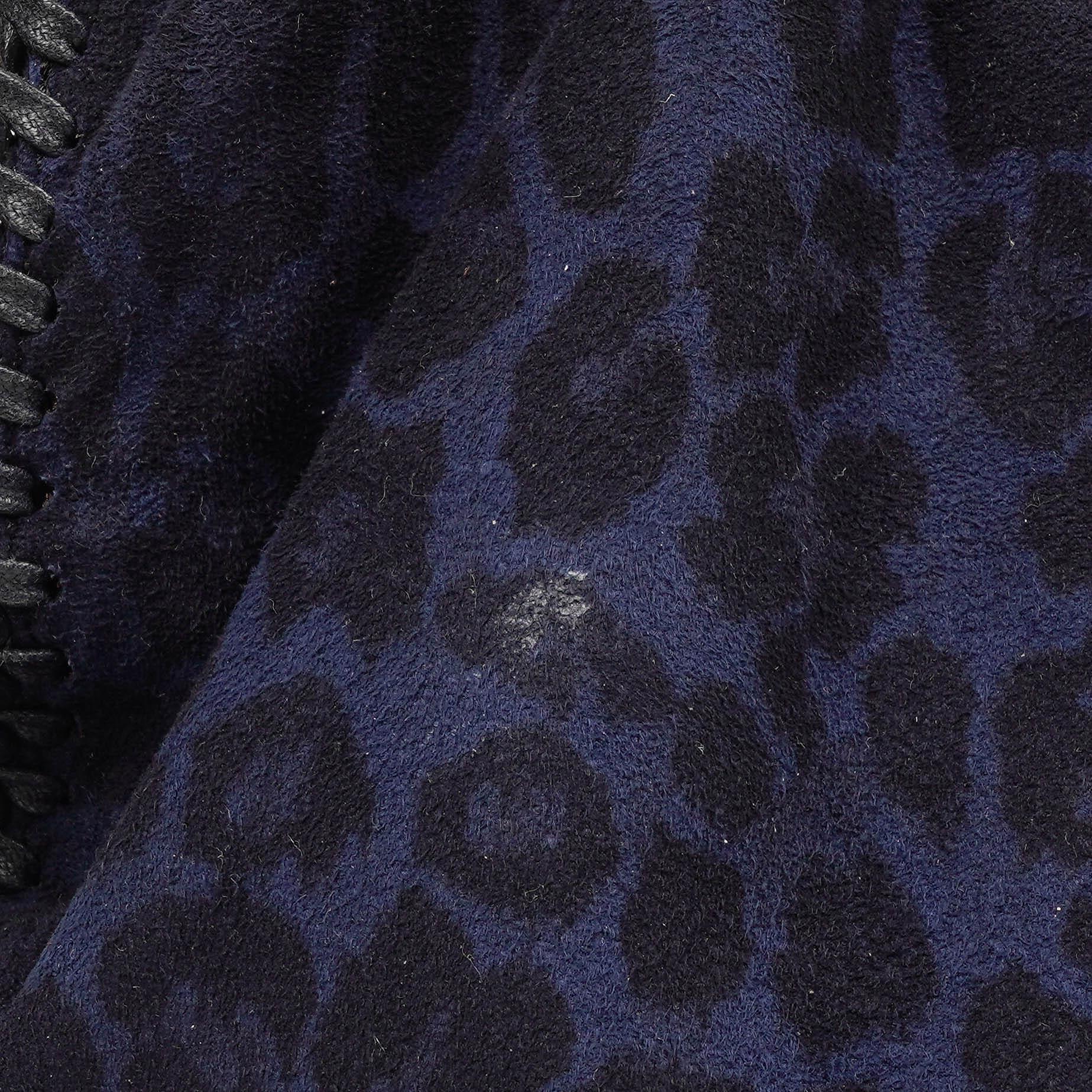 Stella McCartney Falabella Tote Blue Leopard Print Vegan Shaggy Deer Fold Over Bag