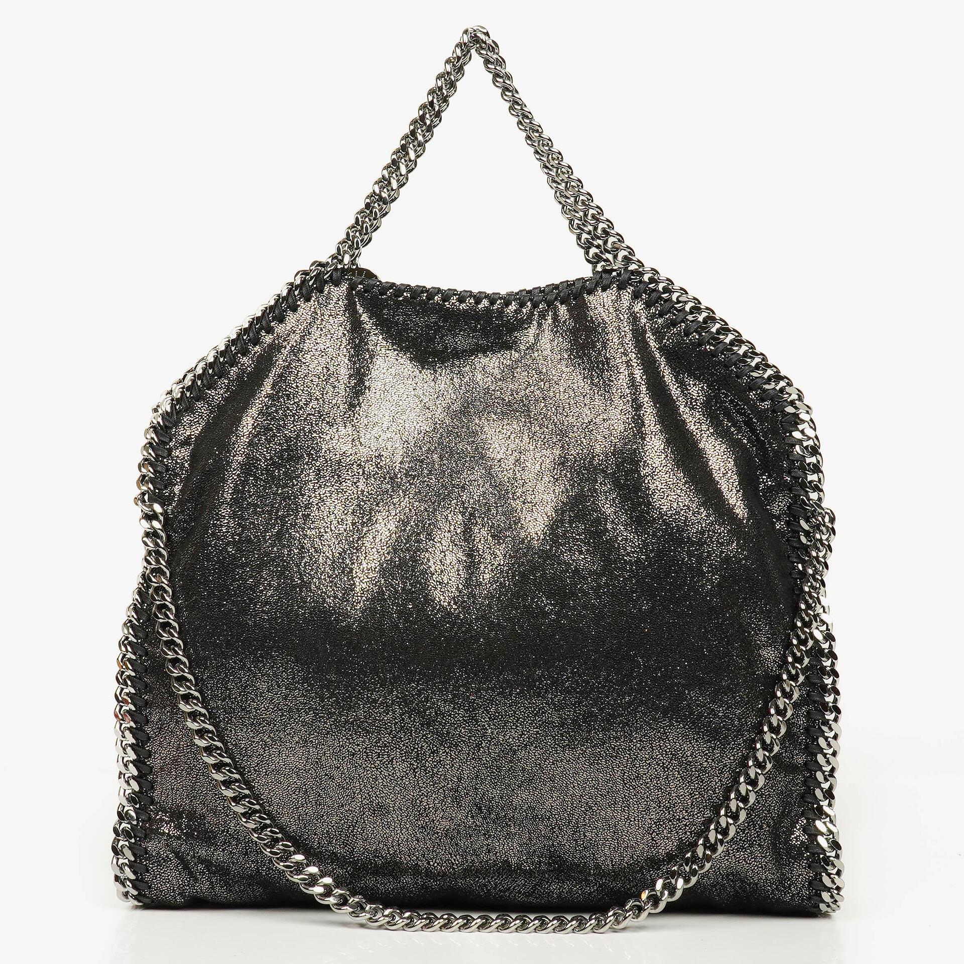 Stella McCartney Falabella Tote Rhutenium Chamois Shiny Dotted Vegan Shaggy Deer