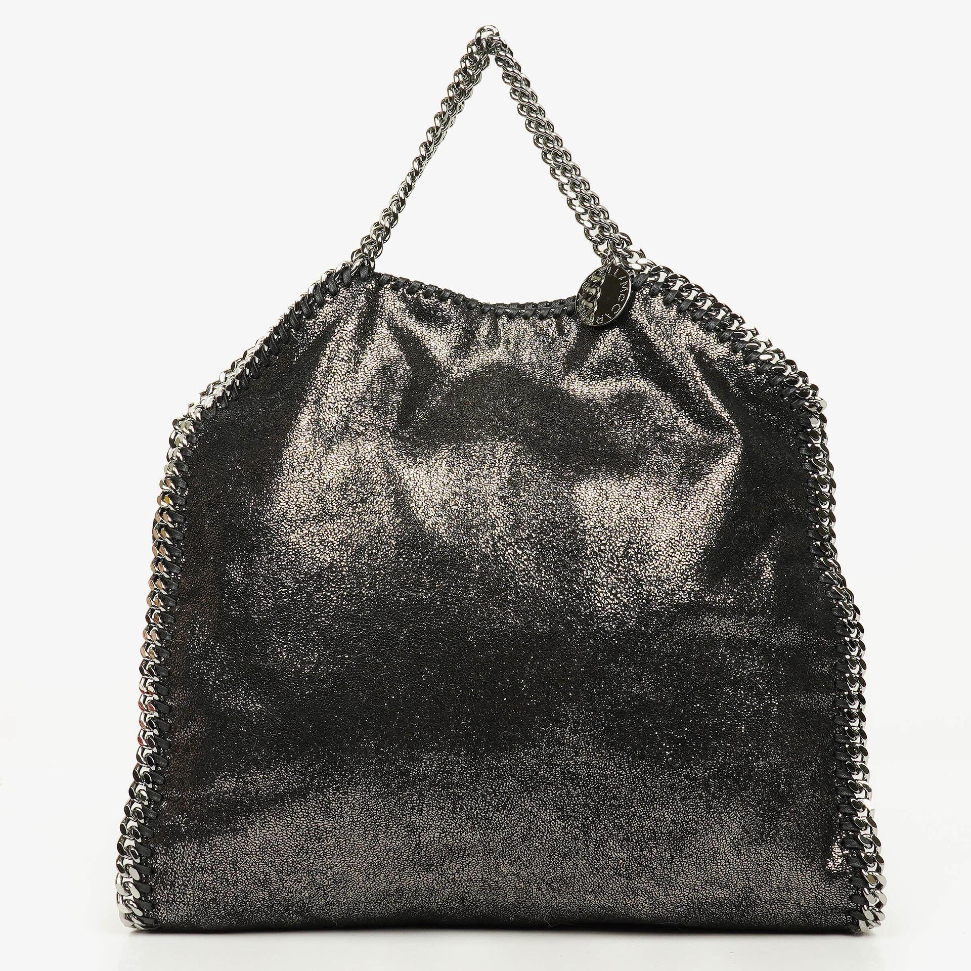 Stella McCartney Falabella Tote Rhutenium Chamois Shiny Dotted Vegan Shaggy Deer