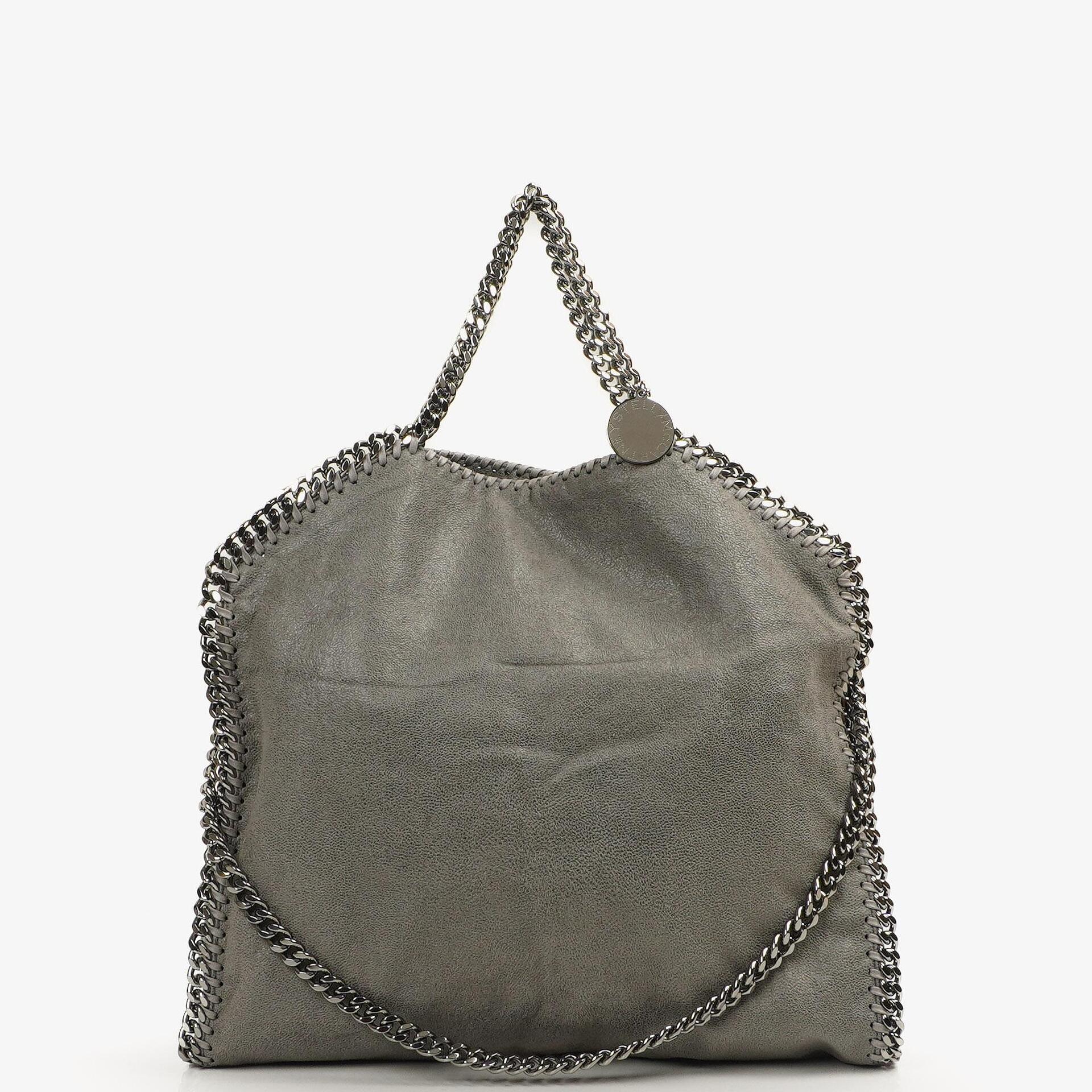 Stella McCartney Falabella Tote Steel Grey Vegan Shaggy Deer Fold Over Bag