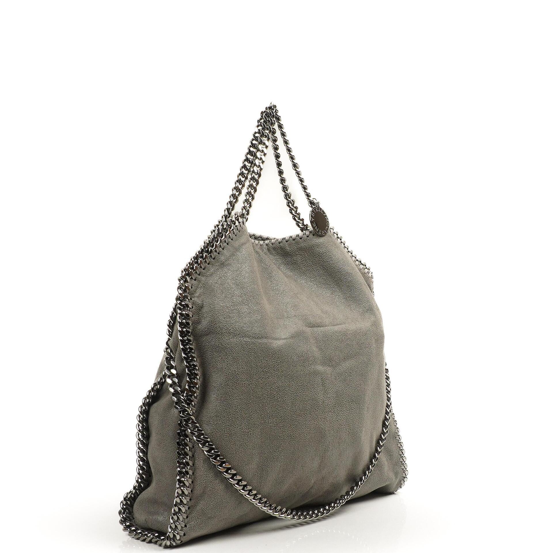 Stella McCartney Falabella Tote Steel Grey Vegan Shaggy Deer Fold Over Bag