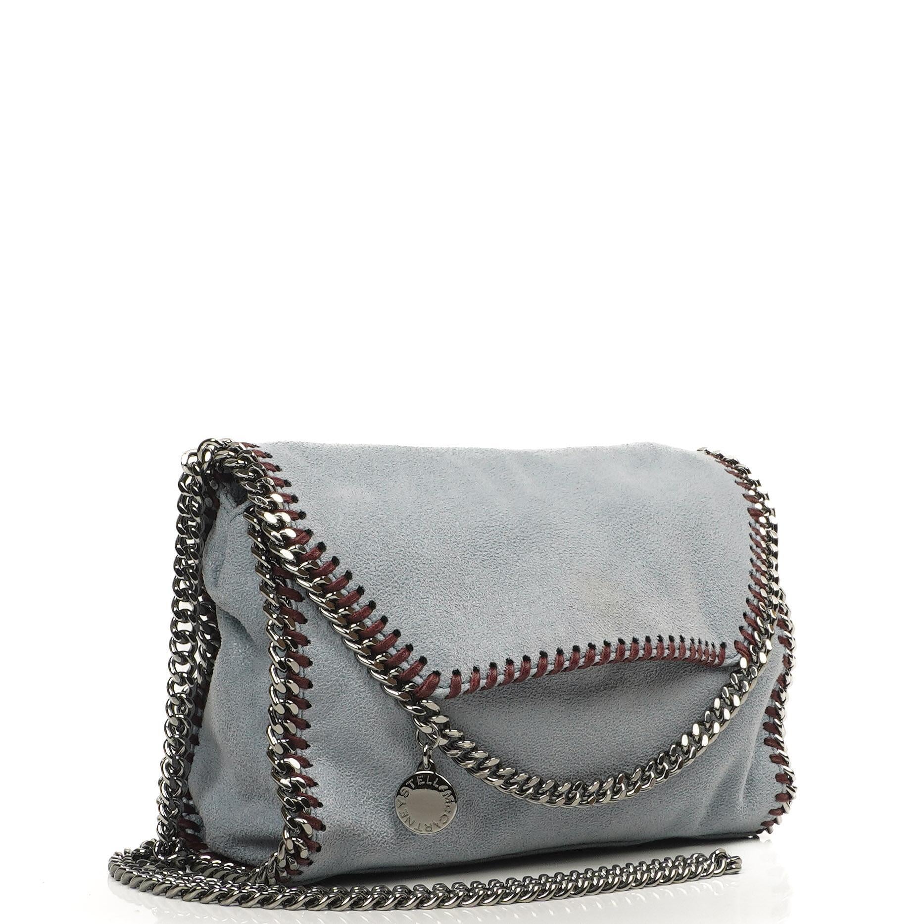Stella McCartney Mini Falabella Shoulder Bag Azzurro Vegan Shaggy Deer