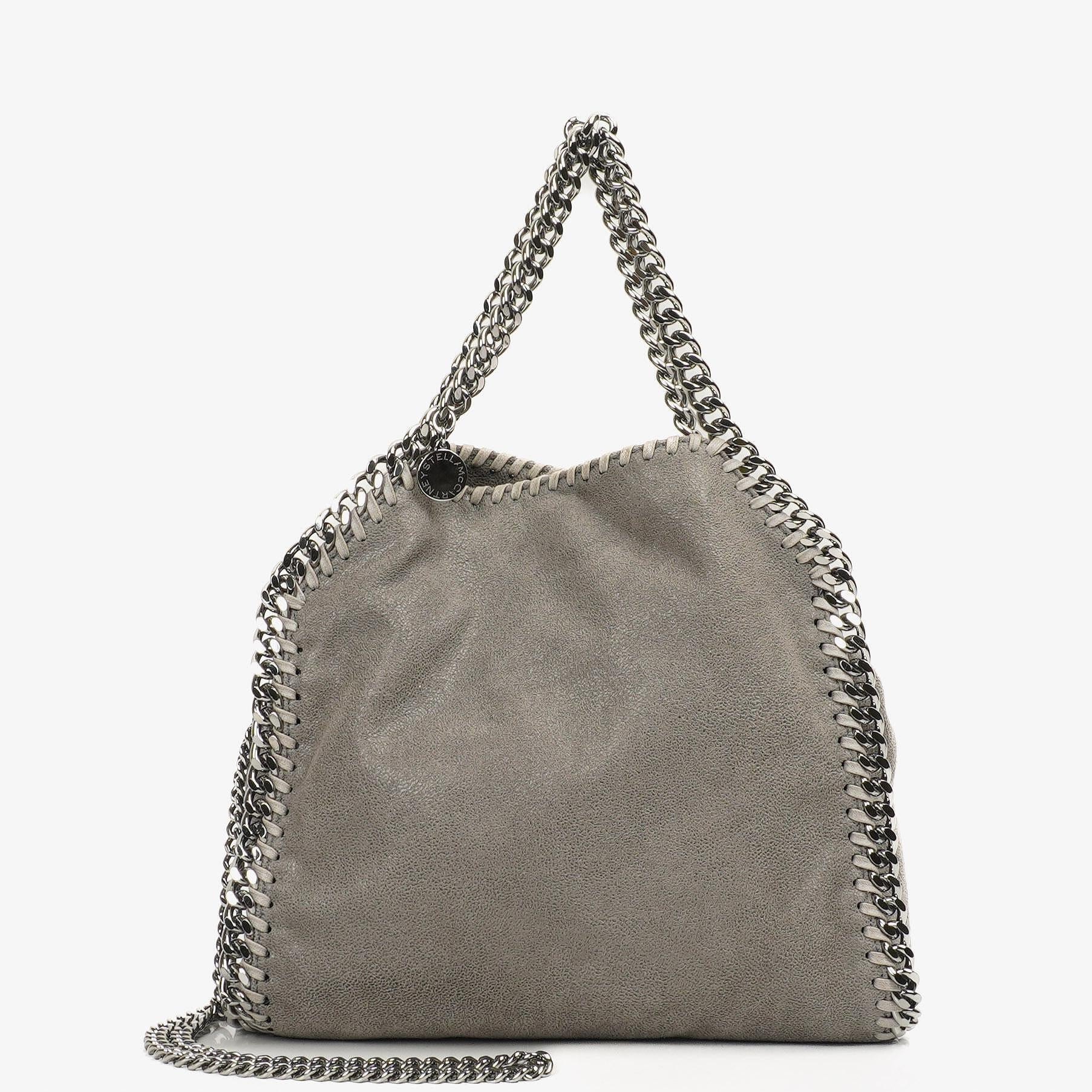 Stella McCartney Mini Tote Falabella Steel Grey Vegan Shaggy Deer Fold Over Bag