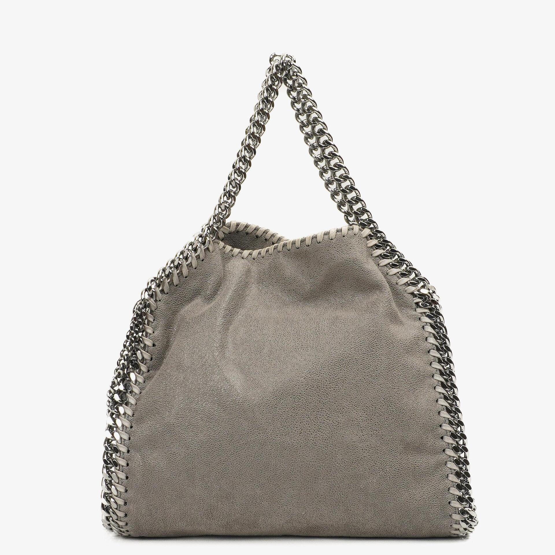Stella McCartney Mini Tote Falabella Steel Grey Vegan Shaggy Deer Fold Over Bag
