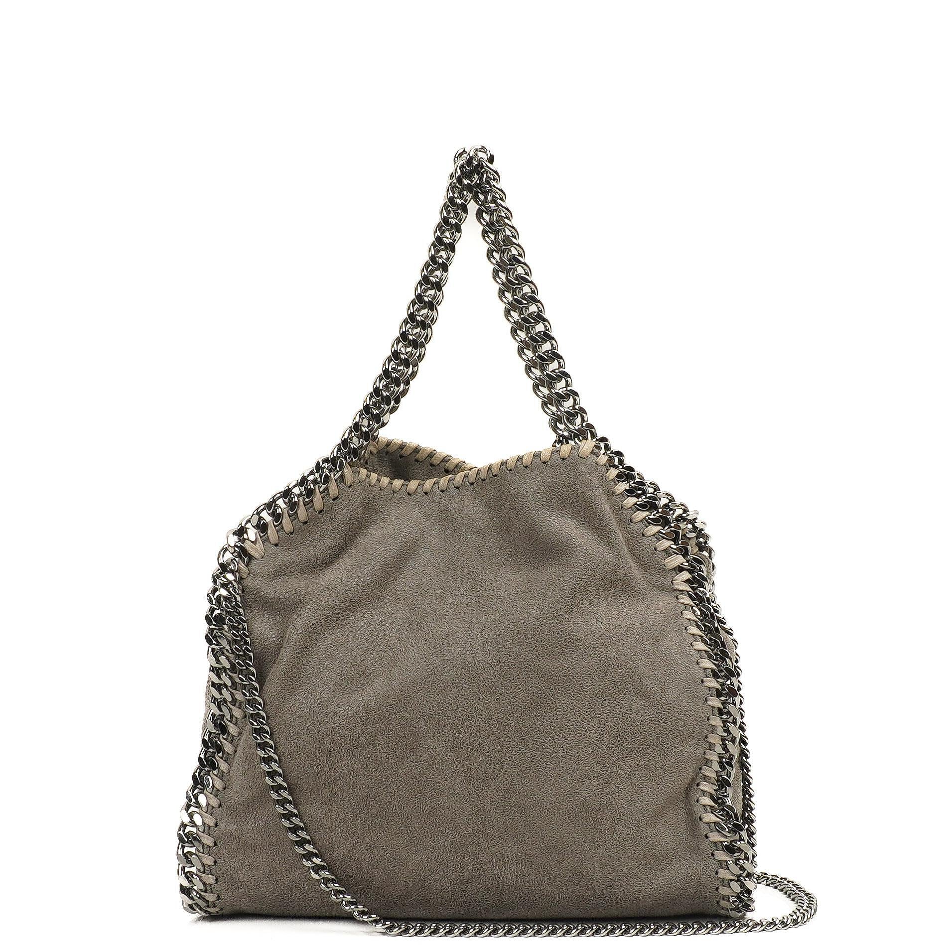 Stella McCartney Mini Tote Falabella Steel Grey Vegan Shaggy Deer Fold Over Bag