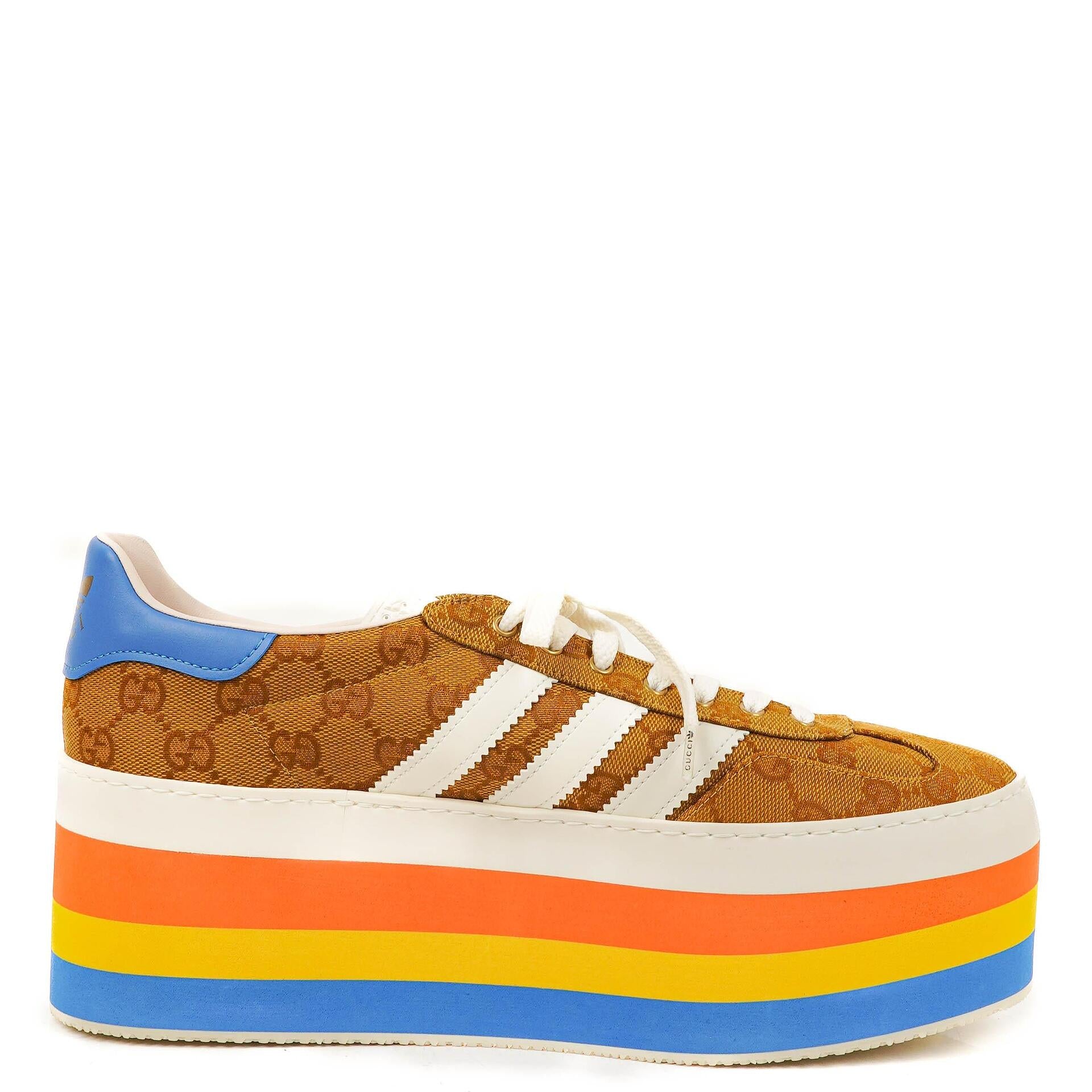 The Gucci x Adidas Jacquard Striped Wedge Sneakers