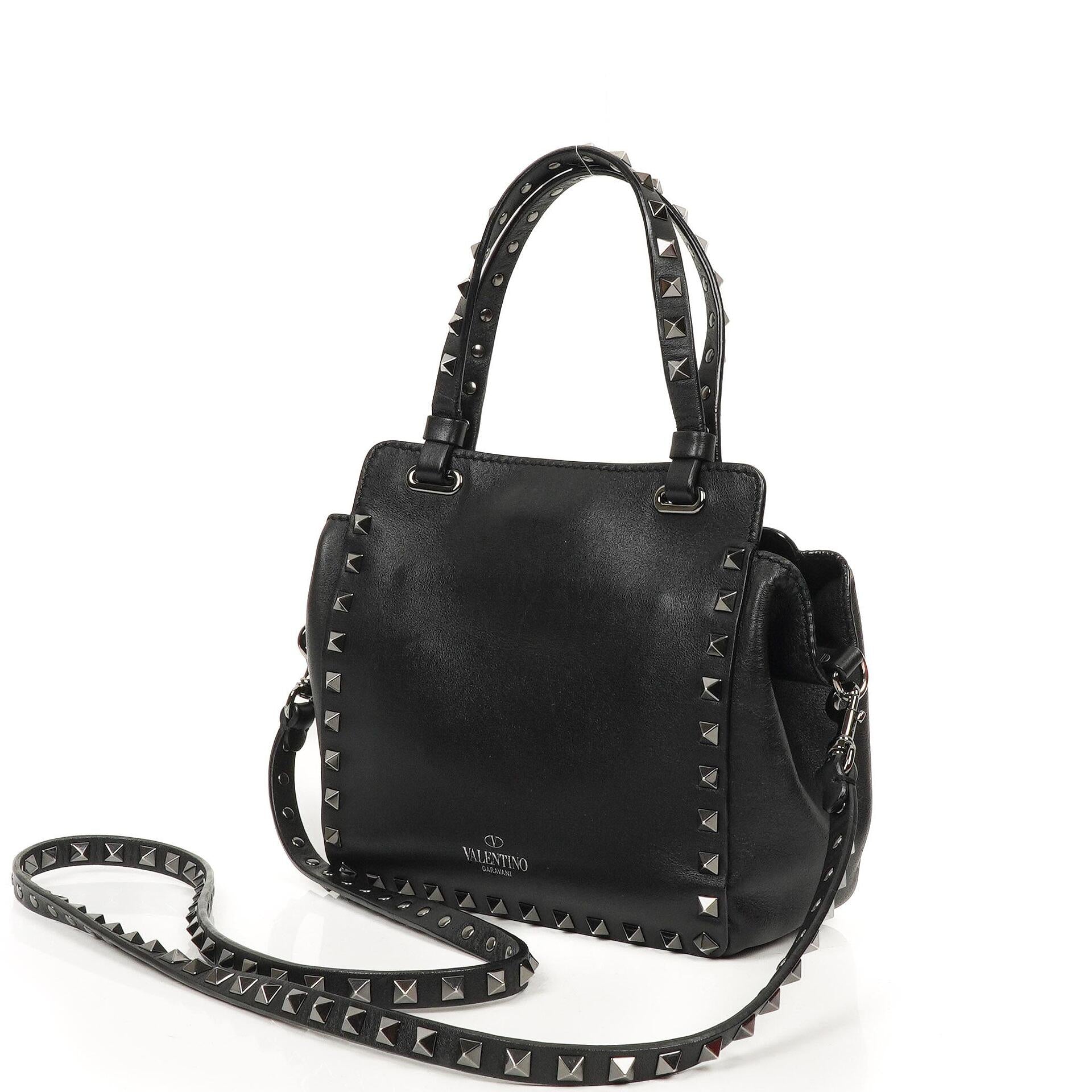 Valentino Garavani Mini Rockstud Leather Tote Bag Black