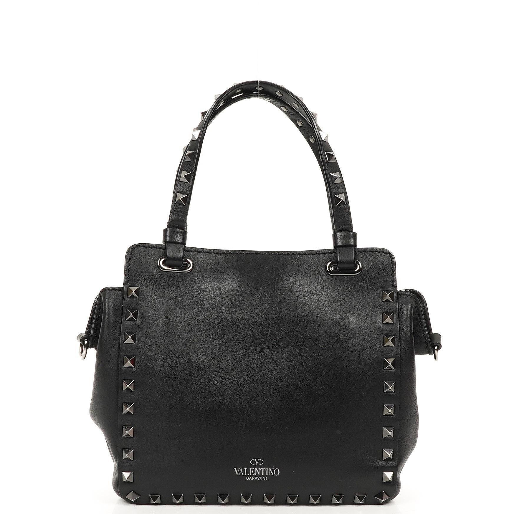Valentino Garavani Mini Rockstud Leather Tote Bag Black