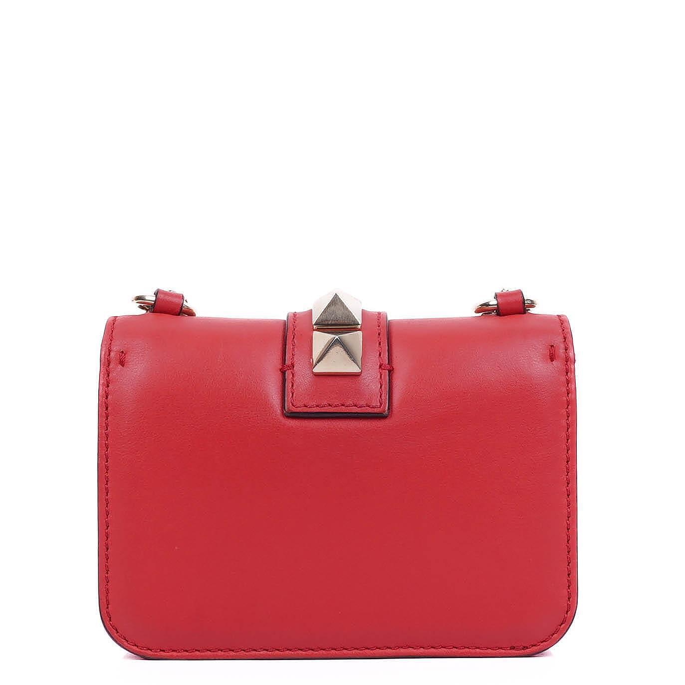 Valentino Garavani Pink Vitello Glam Lock Rockstud Mini Flap Bag