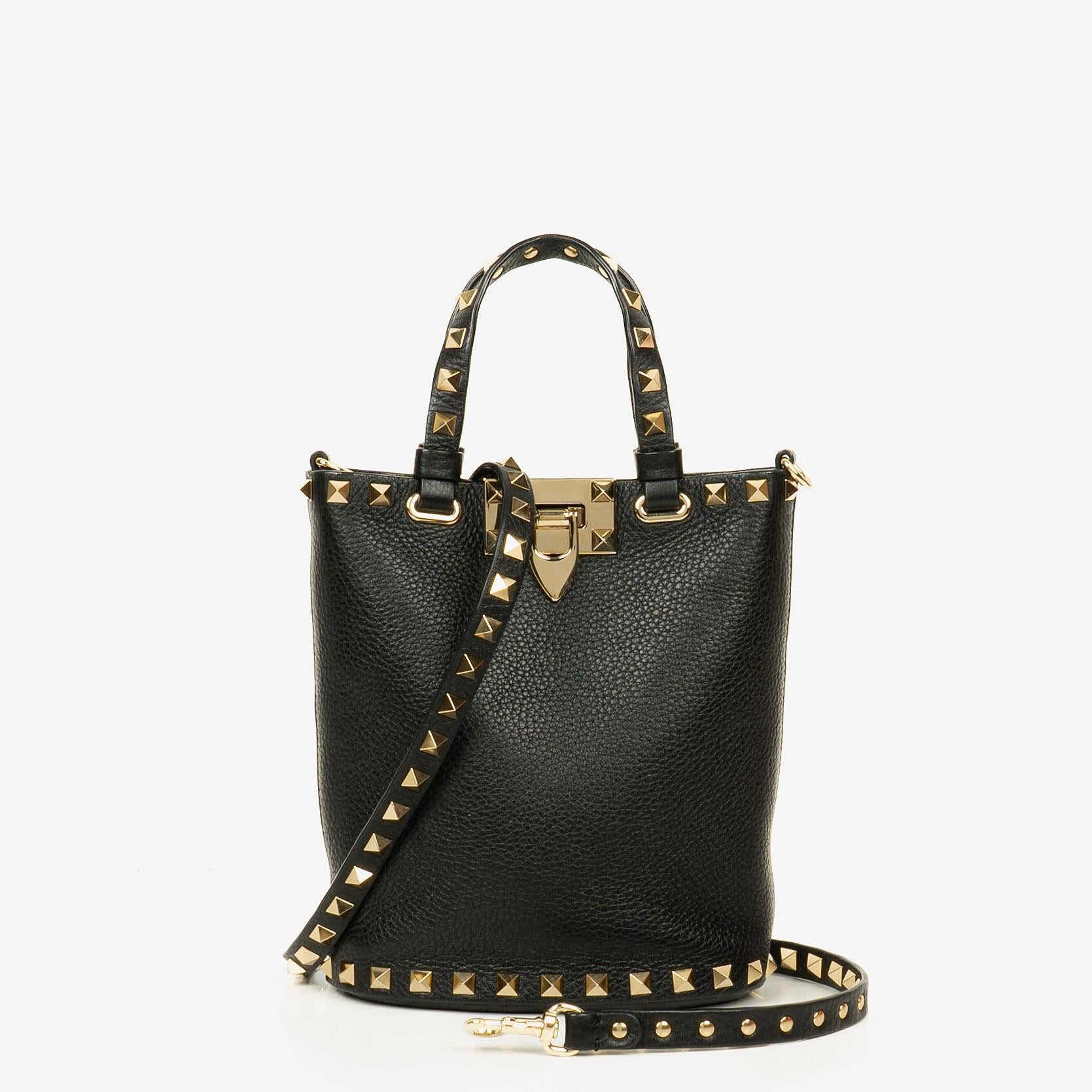 Valentino Garavani Rockstud Black Leather Mini Tote Bag