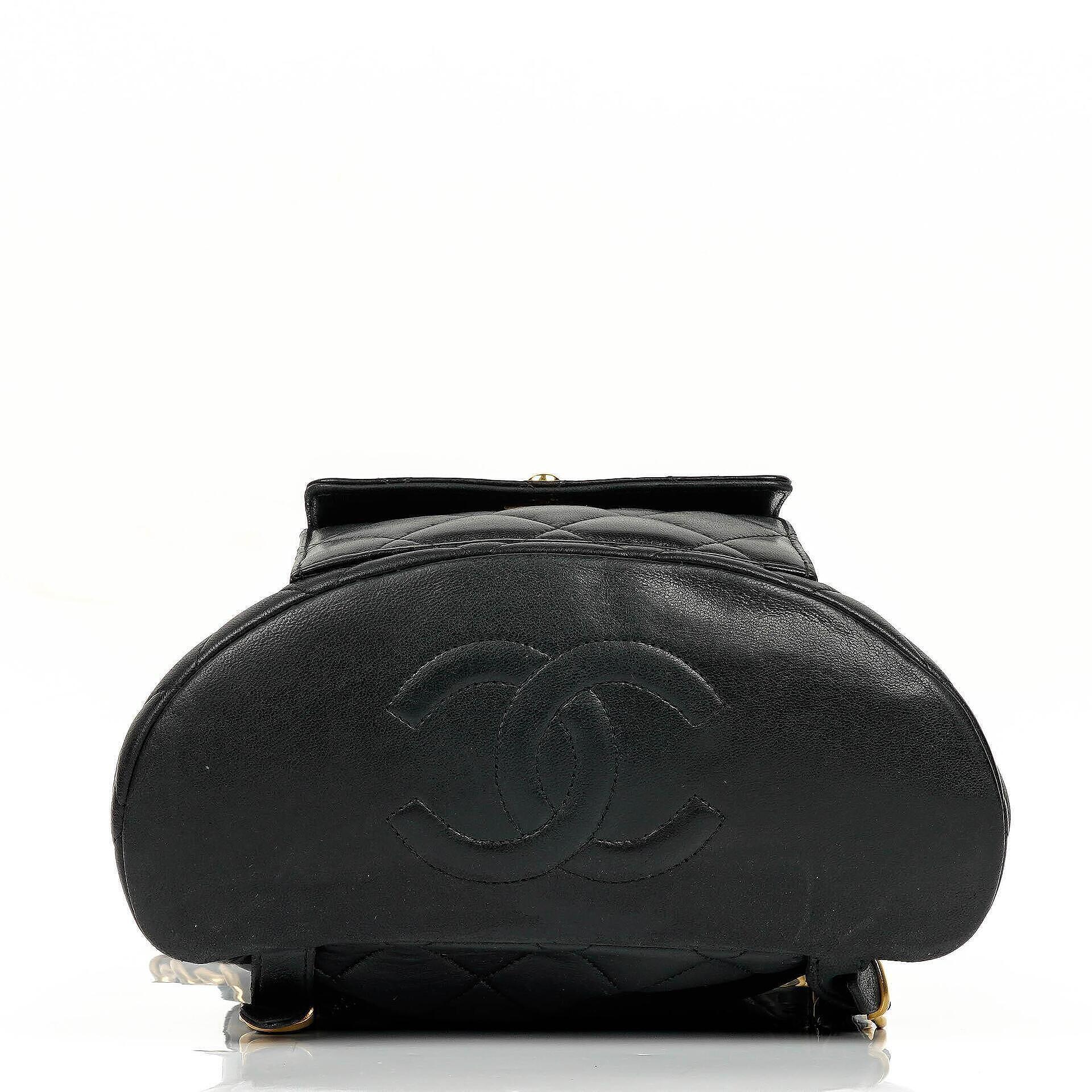 Chanel Small Duma CC Classic Black Quilted Lambskin Backpack With 24K Gold-Plated Hardware