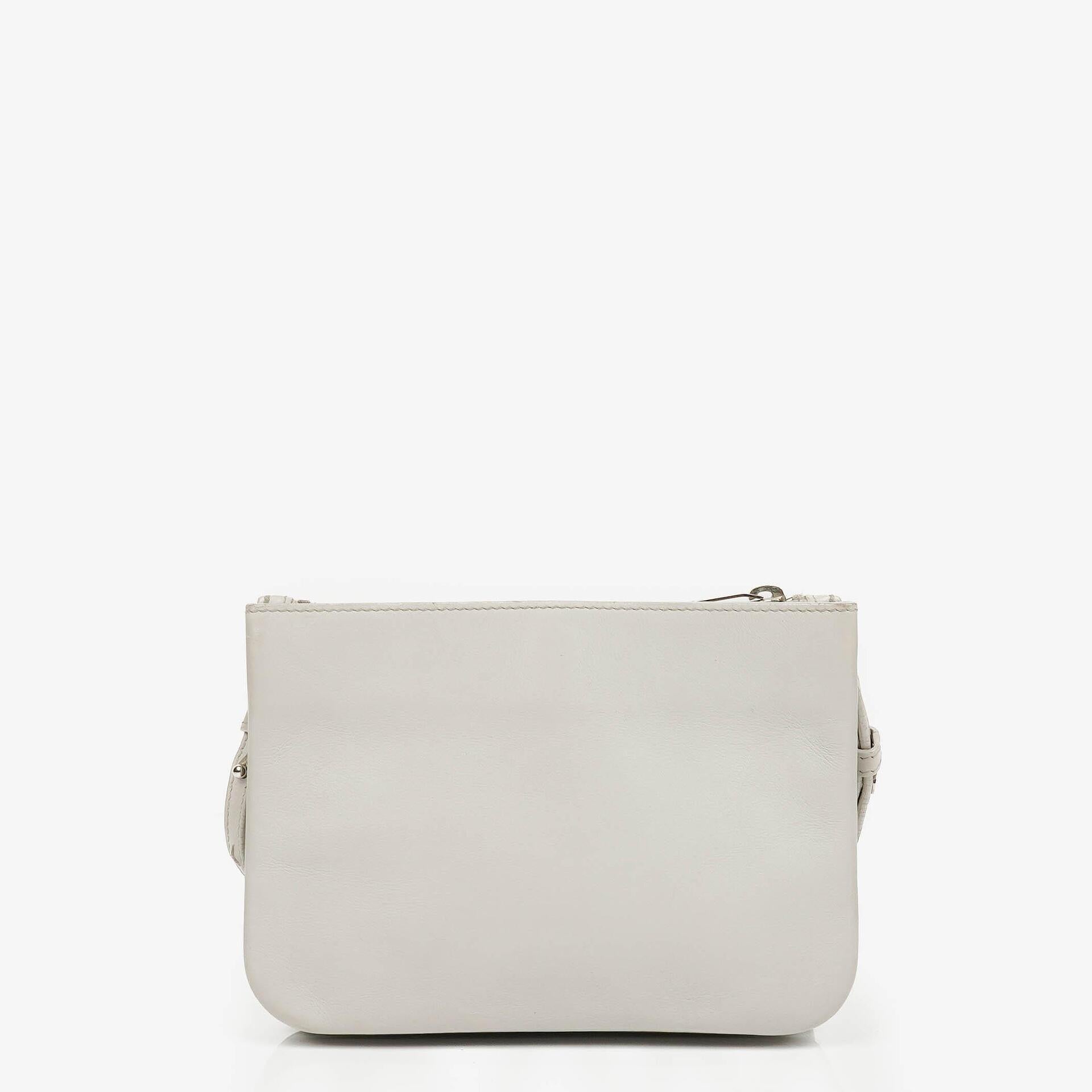 Yves Saint Laurent Grey Leather Pouch Line Mini Crossbody Bag