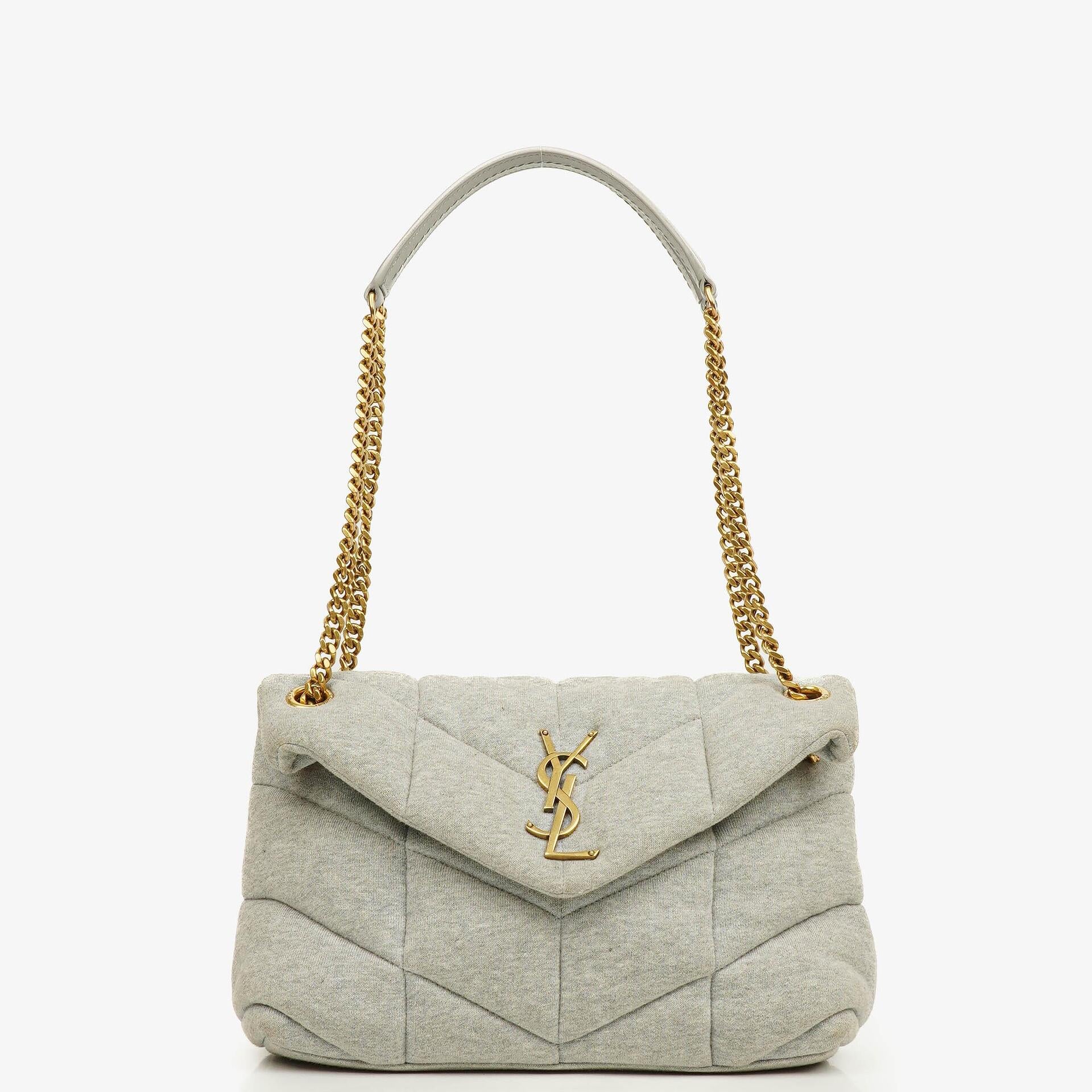 Yves Saint Laurent Grey Quilted Jersey Puffer Loulou Bag