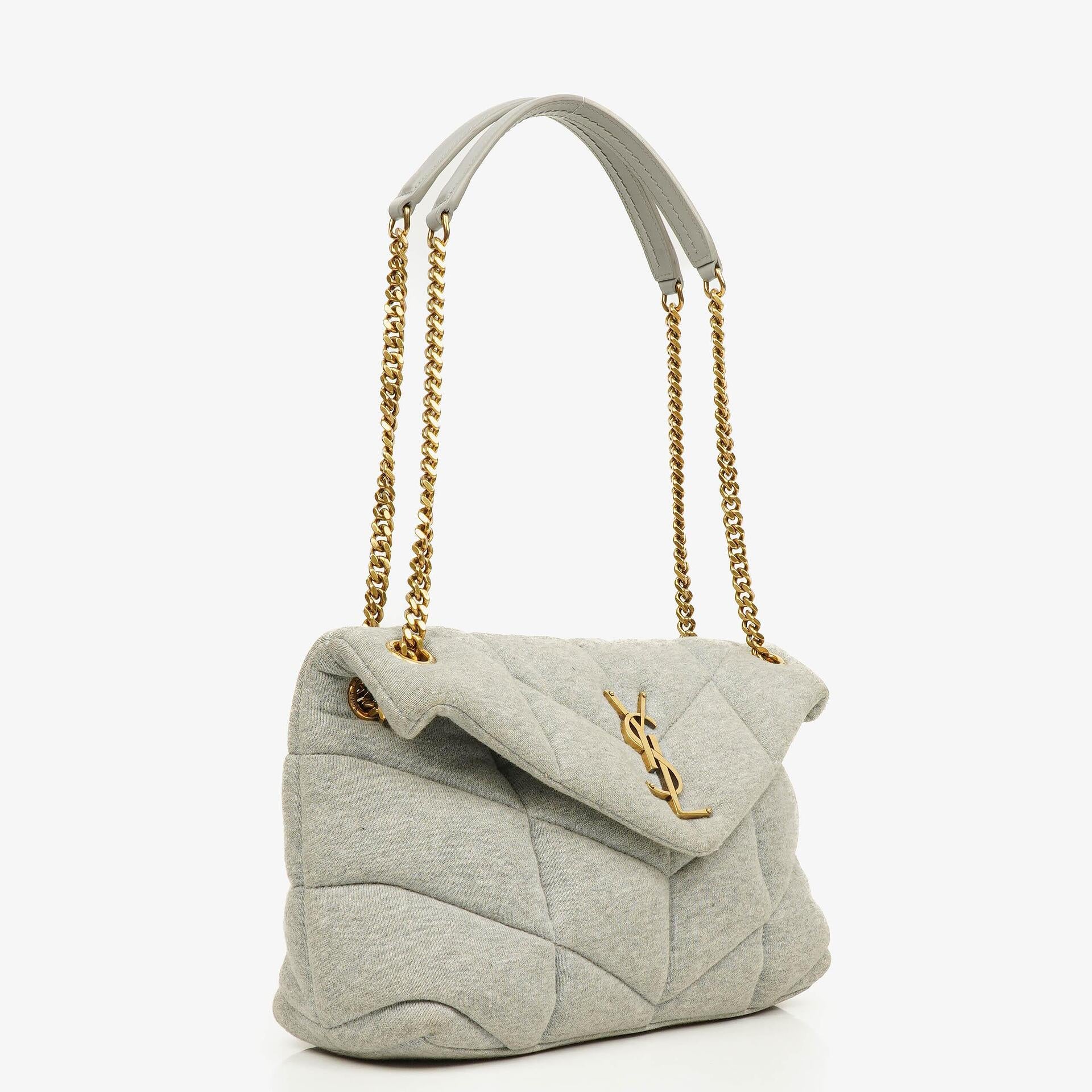 Yves Saint Laurent Grey Quilted Jersey Puffer Loulou Bag