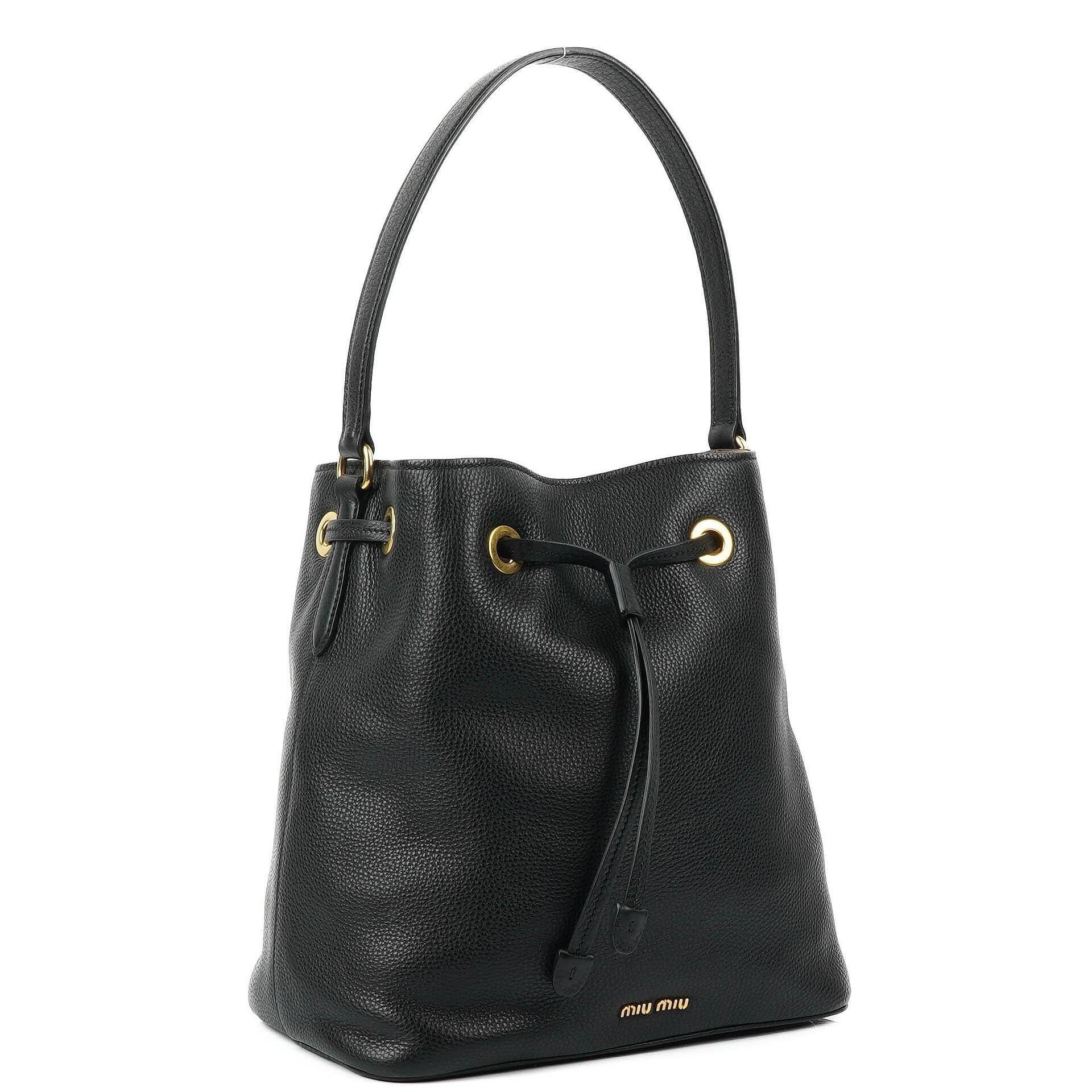 Miu Miu Madras Goatskin Zip Black Nero Convertible Tote Bag