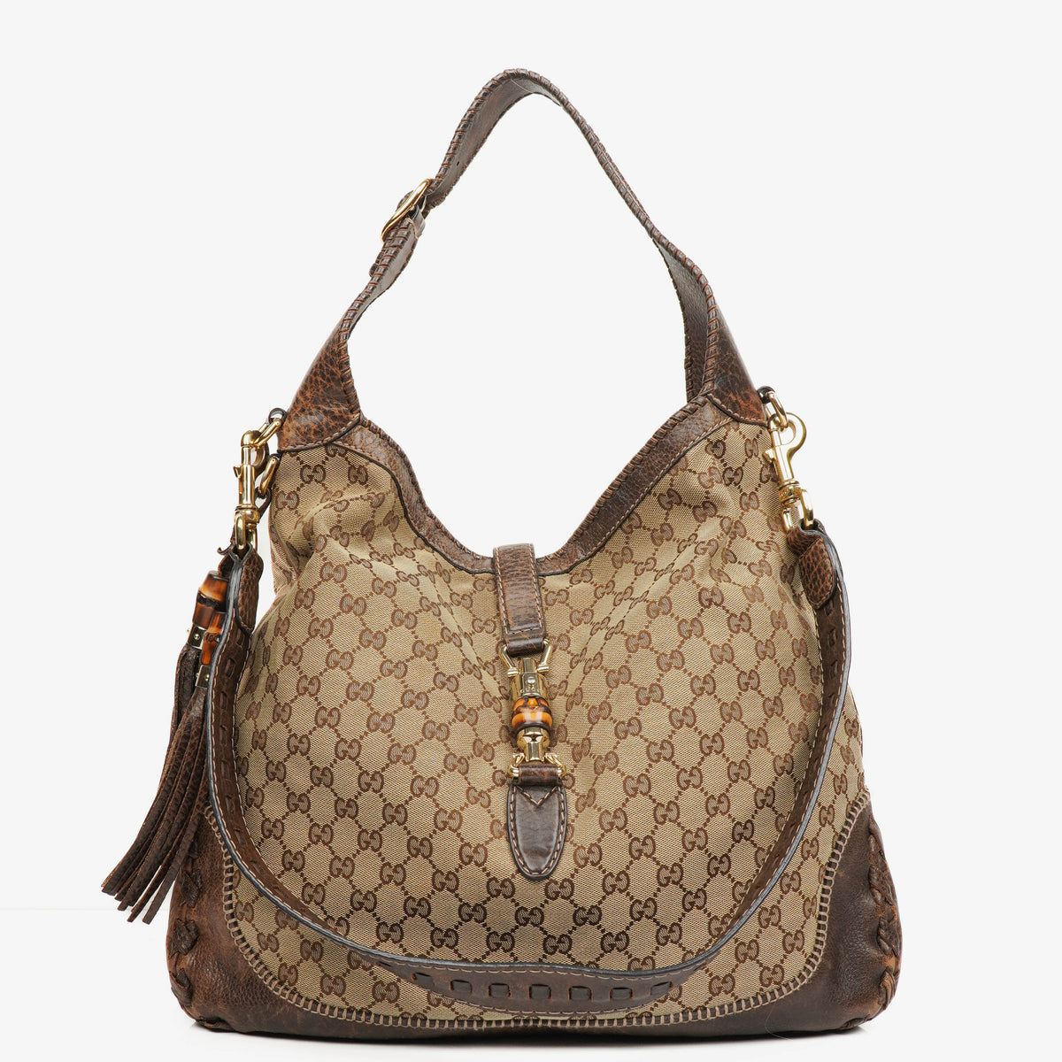 Pre-owned Gucci New Jackie hobo bag in brown GG canvas