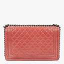 Chanel Large Boy Pink Distressed Patent Quilted Flap Bag