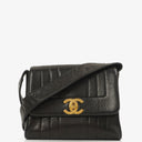 Chanel Maxi Logo Crossbody Flap Bag Black Vertical Quilted Lambskin 24K Gold-Plated Hardware