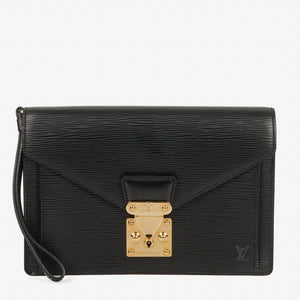 Louis Vuitton Pochette Sellier Dragonne Black Epi Clutch