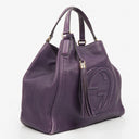 Gucci Purple Pebbled Leather Soho Top Handle Tote Bag