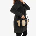 Chloe Black/Neutral Raffia Small Sense Basket Bag