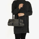 Christian Dior Black Leather Trotter Monogram Canvas Charms Shoulder Bag