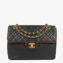 Chanel Medium Single Flap Bag Black Quilted Lambskin With 24K Gold-Plated Hardware