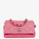 Chanel Pink SIngle Flap Bag Quilted Leather With Champaigne Gold-Tone Hardware