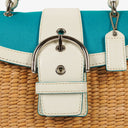 Coach Woven And White Leather Handbag
