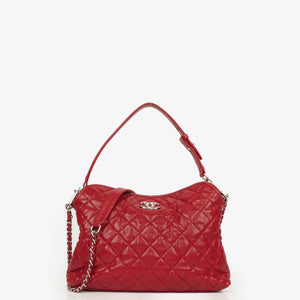 Chanel Caviar Rouge Quilted Leather French Riviera Hobo Bag