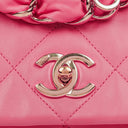 Chanel Pink SIngle Flap Bag Quilted Leather With Champaigne Gold-Tone Hardware