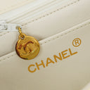 Chanel Medium Classic White Fabric Single Flap Bag With 24K Gold-Plated Hardware