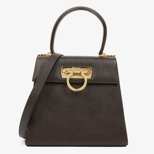 Salvatore Ferragamo Brown Iconic Top Handle Bag