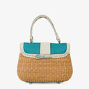 Coach Woven And White Leather Handbag