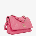 Chanel Pink SIngle Flap Bag Quilted Leather With Champaigne Gold-Tone Hardware