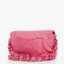 Chanel Pink SIngle Flap Bag Quilted Leather With Champaigne Gold-Tone Hardware