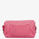 Chanel Pink SIngle Flap Bag Quilted Leather With Champaigne Gold-Tone Hardware