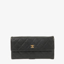 Chanel Large Gusset Black Caviar Quilted Flap Wallet