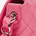 Chanel Pink SIngle Flap Bag Quilted Leather With Champaigne Gold-Tone Hardware